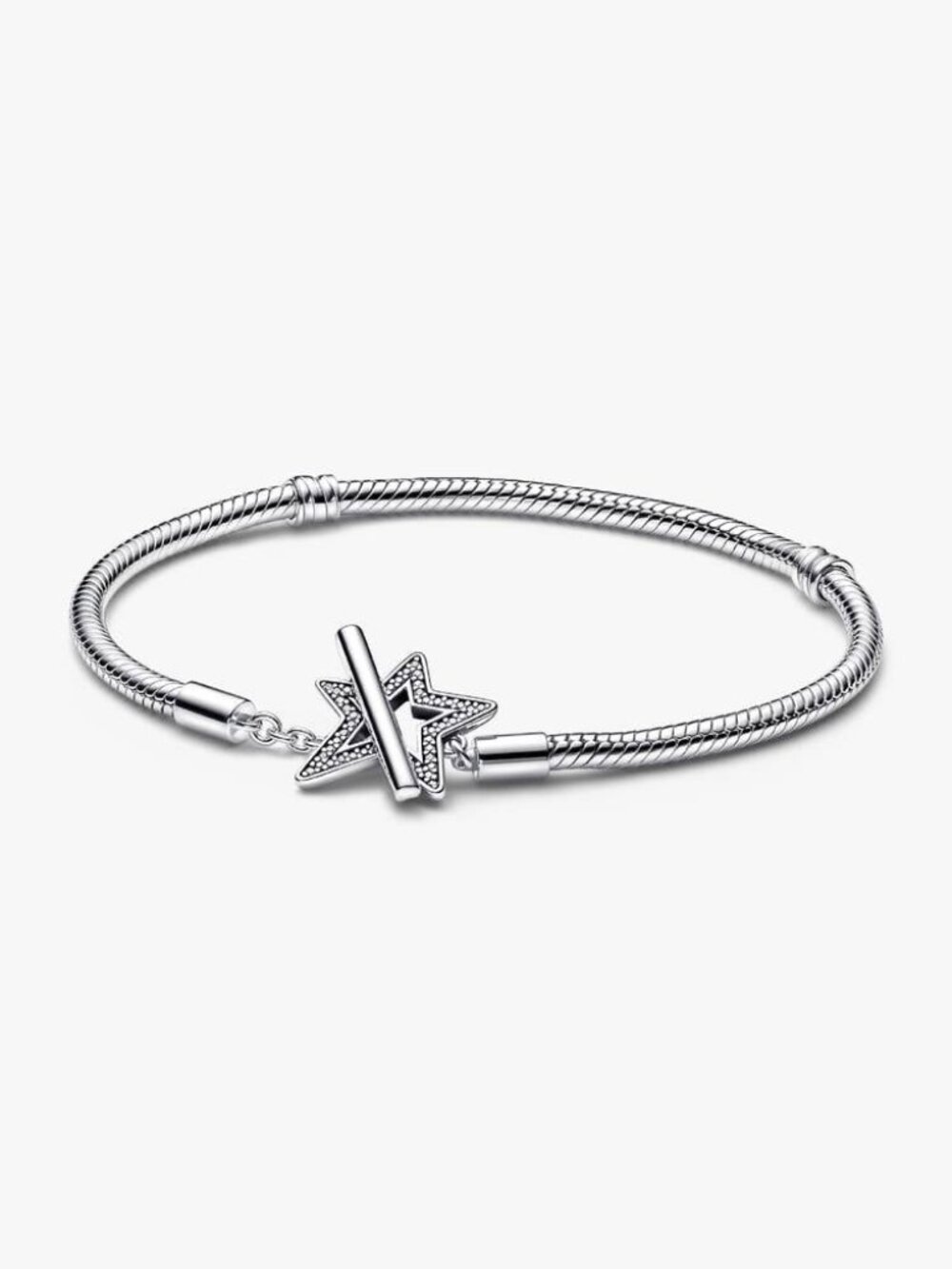 Pandora Moments Asymmetric Star T-bar Snake Chain Bracelet